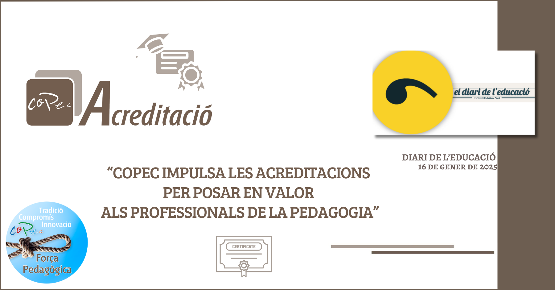 Col·legi Oficial de Pedagogia de Catalunya >  > "COPEC IMPULSA LES ACREDITACIONS PELS PROFESSIONALS DE LA PEDAGOGIA", DIARI EDUCACIÓ- MV.GÓMEZ